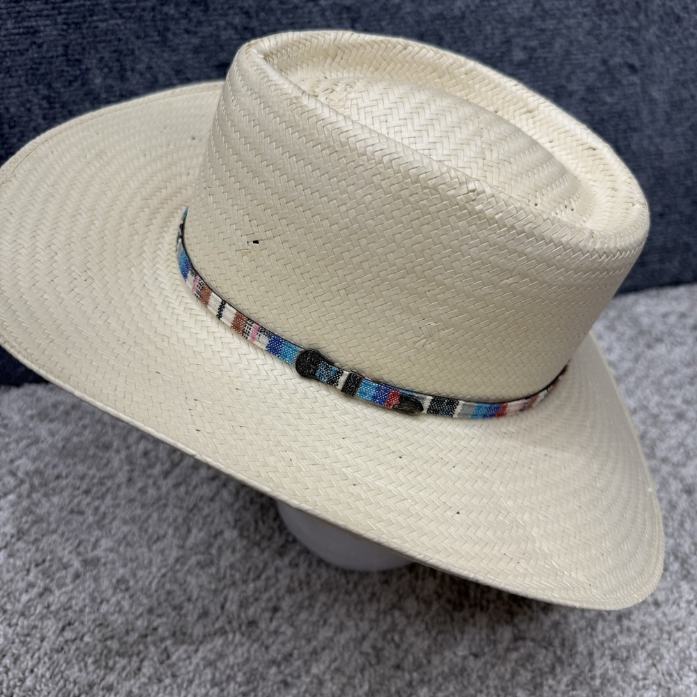 Stetson Delta Straw Hat Panama western Men's size 7 - Picture 6 of 14